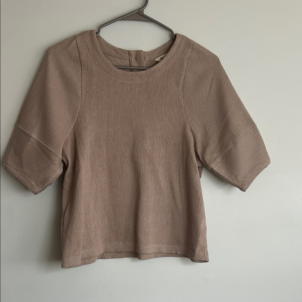 Madewell Ribbed Short Sleeve Top in Taupe
